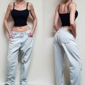 Vintage 1990s GAP Stone Wash High Rise Distressed Tapered Leg Loose Fit Jeans